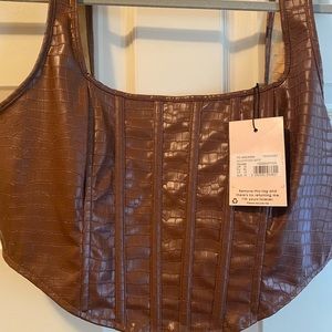 Missguided Chocolate Croc Faux Leather Corset Top